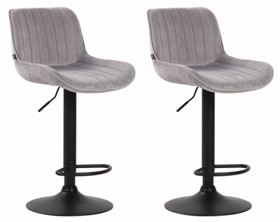 Set van 2 Barkrukken Lintine Fluweel grijs,zwart, Grijs