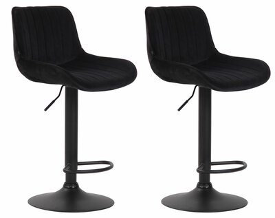 Set van 2 Barkrukken Lintine Fluweel zwart,zwart, Zwart