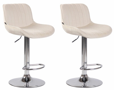 Set van 2 Barkrukken Lintine Fluweel Creme,chroom
