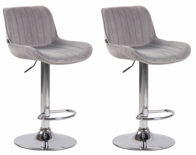 Set van 2 Barkrukken Lintine Fluweel grijs,chroom, Grijs