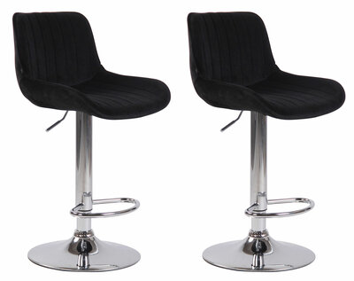 Set van 2 Barkrukken Lintine Fluweel zwart,chroom, Zwart