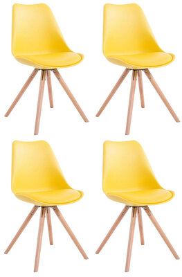 Set van 4 eetkamerstoelen Teulouso kunstleer rond geel,natura, Geel