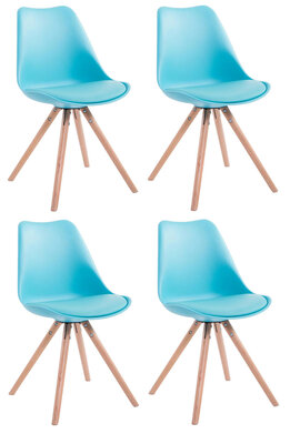 Set van 4 eetkamerstoelen Teulouso kunstleer rond Blauww,natura