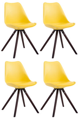 Set van 4 eetkamerstoelen Teulouso kunstleer rond geel,cappuccino, Geel