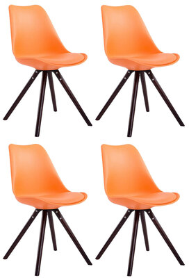 Set van 4 eetkamerstoelen Teulouso kunstleer rond oranje,cappuccino, Oranje