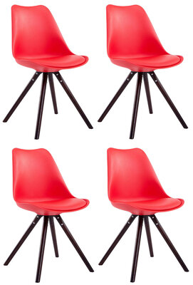 Set van 4 eetkamerstoelen Teulouso kunstleer rond rood,cappuccino, Rood
