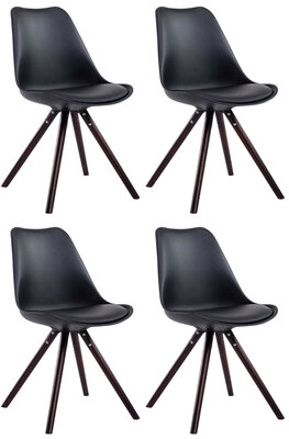 Set van 4 eetkamerstoelen Teulouso kunstleer rond zwart,cappuccino, Zwart