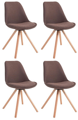 Set van 4 eetkamerstoelen Teulouso stof rond bruin,natura, Bruin