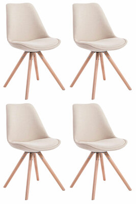 Set van 4 eetkamerstoelen Teulouso stof rond Creme,natura