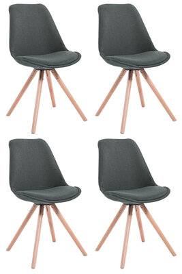 Set van 4 eetkamerstoelen Teulouso stof rond donkergrijs,natura, Grijs