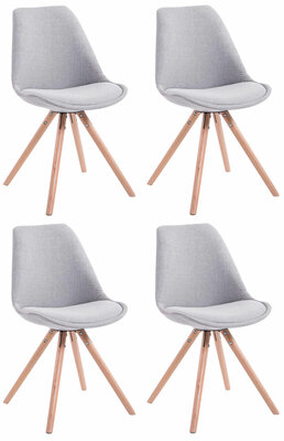 Set van 4 eetkamerstoelen Teulouso stof rond grijs,natura, Grijs