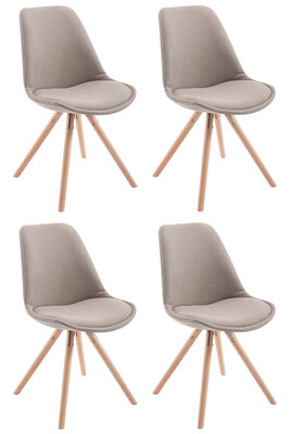 Set van 4 eetkamerstoelen Teulouso stof rond Taupe,natura