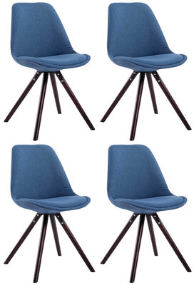 Set van 4 eetkamerstoelen Teulouso stof rond Blauww,cappuccino