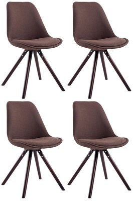 Set van 4 eetkamerstoelen Teulouso stof rond bruin,cappuccino, Bruin