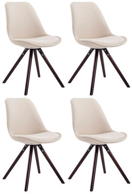 Set van 4 eetkamerstoelen Teulouso stof rond Creme,cappuccino