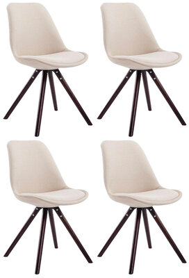 Set van 4 eetkamerstoelen Teulouso stof rond Creme,cappuccino