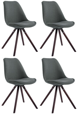 Set van 4 eetkamerstoelen Teulouso stof rond donkergrijs,cappuccino, Grijs