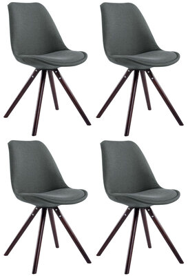 Set van 4 eetkamerstoelen Teulouso stof rond donkergrijs,cappuccino, Grijs