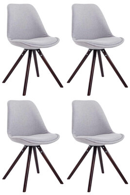 Set van 4 eetkamerstoelen Teulouso stof rond grijs,cappuccino, Grijs