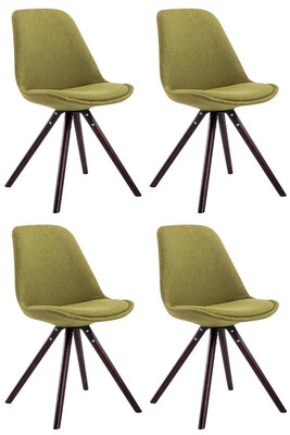 Set van 4 eetkamerstoelen Teulouso stof rond groen,cappuccino, Groen