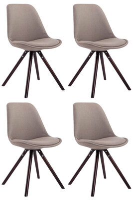 Set van 4 eetkamerstoelen Teulouso stof rond Taupe,cappuccino