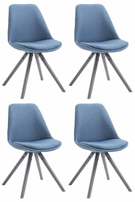 Set van 4 eetkamerstoelen Teulouso stof rond Blauww,grijs