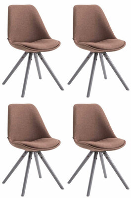 Set van 4 eetkamerstoelen Teulouso stof rond bruin,grijs, Bruin