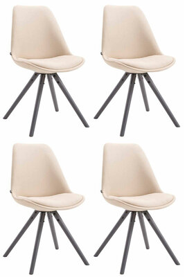 Set van 4 eetkamerstoelen Teulouso stof rond Creme,grijs