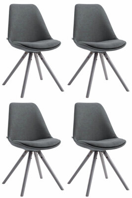 Set van 4 eetkamerstoelen Teulouso stof rond donkergrijs,grijs, Grijs