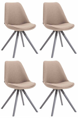 Set van 4 eetkamerstoelen Teulouso stof rond Taupe,grijs