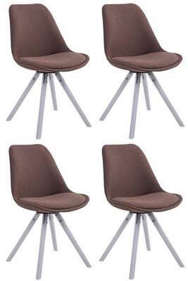 Set van 4 eetkamerstoelen Teulouso stof rond bruin,wit, Bruin
