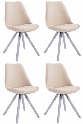 Set van 4 eetkamerstoelen Teulouso stof rond Creme,wit