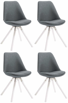 Set van 4 eetkamerstoelen Teulouso stof rond donkergrijs,wit, Grijs