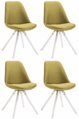 Set van 4 eetkamerstoelen Teulouso stof rond groen,wit, Groen