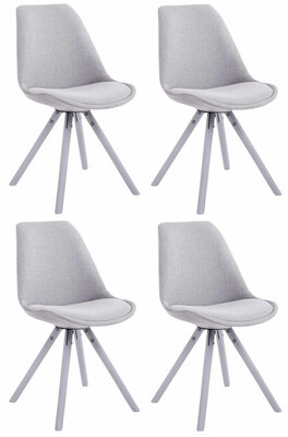 Set van 4 eetkamerstoelen Teulouso stof rond grijs,wit, Grijs