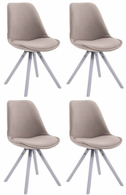 Set van 4 eetkamerstoelen Teulouso stof rond Taupe,wit