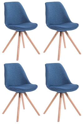 Set van 4 eetkamerstoelen Teulouso stof rond Blauww,natura (eik)