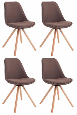Set van 4 eetkamerstoelen Teulouso stof rond bruin,natura (eik), Bruin