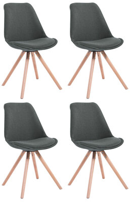 Set van 4 eetkamerstoelen Teulouso stof rond donkergrijs,natura (eik), Grijs