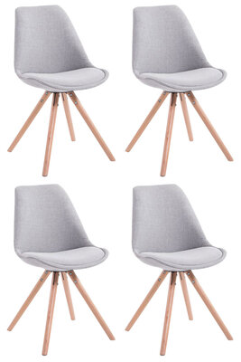 Set van 4 eetkamerstoelen Teulouso stof rond grijs,natura (eik), Grijs