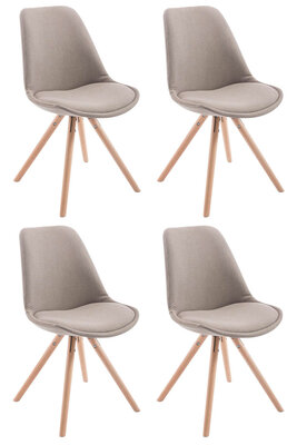 Set van 4 eetkamerstoelen Teulouso stof rond Taupe,natura (eik)