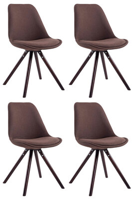 Set van 4 eetkamerstoelen Teulouso stof rond bruin,cappuccino (eik), Bruin