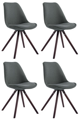 Set van 4 eetkamerstoelen Teulouso stof rond donkergrijs,cappuccino (eik), Grijs