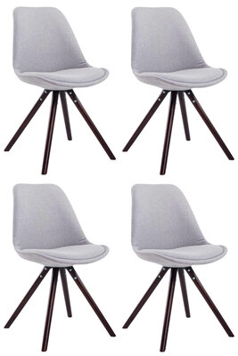 Set van 4 eetkamerstoelen Teulouso stof rond grijs,cappuccino (eik), Grijs
