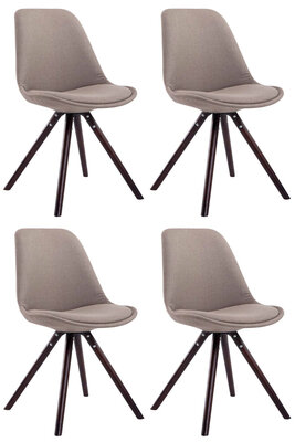 Set van 4 eetkamerstoelen Teulouso stof rond Taupe,cappuccino (eik)