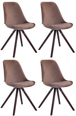 Set van 4 Stoelen Teulouso Rond frame - Fluweel bruin,cappuccino, Bruin