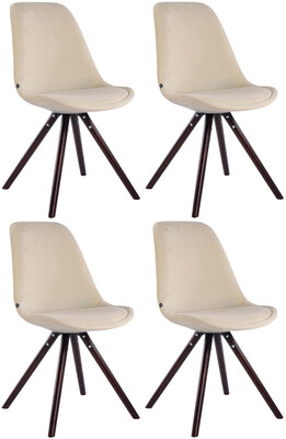 Set van 4 Stoelen Teulouso Rond frame - Fluweel Creme,cappuccino