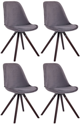 Set van 4 Stoelen Teulouso Rond frame - Fluweel donkergrijs,cappuccino, Grijs
