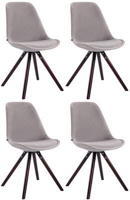 Set van 4 Stoelen Teulouso Rond frame - Fluweel grijs,cappuccino, Grijs