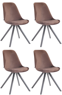 Set van 4 Stoelen Teulouso Rond frame - Fluweel bruin,grijs, Bruin